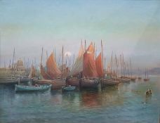 British school (19th century)  Continental harbour scene with sailing boats, 92cm x 112cm in Art