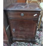 20th century mahogany pot cupboard, the rectangular top with moulded edge, single drawer, cupboard