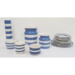 Quantity of T G Green & Co Cornish kitchenware to include rolling pin, cups, plates, lidded pots,