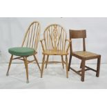 Set of four 20th century stickback beech chairs, and another  (6)