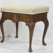 Piano stool on cabriole legs and a dressing table stool on cabriole legs to claw and ball feet (2)