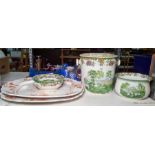 Copeland Spode for T. Goode chamber pot, washing bowl with its original cane handle and fitted bowl,