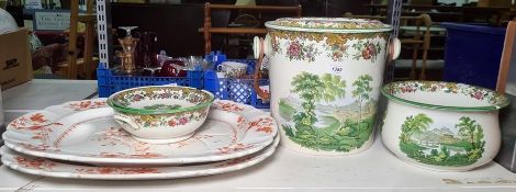 Copeland Spode for T. Goode chamber pot, washing bowl with its original cane handle and fitted bowl,