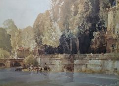 After Sir William Russell Flint  Limited edition colour print  Figures washing clothes in river,