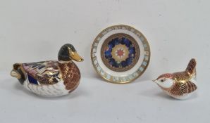 Royal Crown Derby paperweight in the form of a duck, another Royal Crown Derby paperweight in the