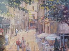 French School 20th Century Oil on board Quai de la Tour Ville, signed Sabin and dated '91, 30 x