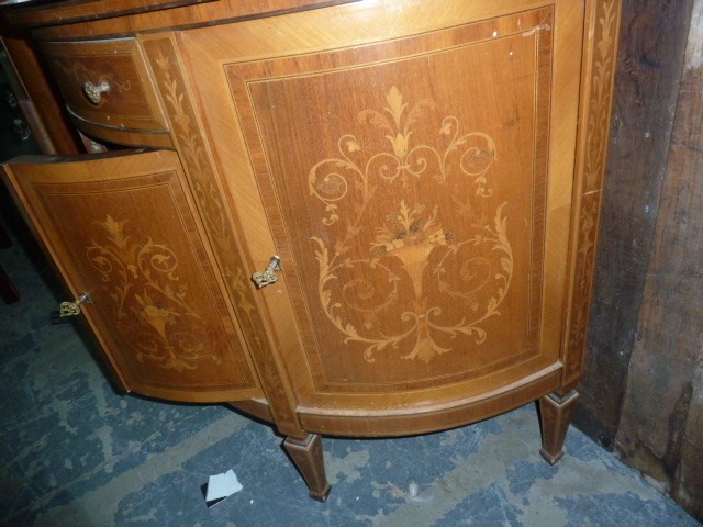Early 20th century bowfront continental cupboard with single drawer above pair bowfront cupboard - Image 3 of 9