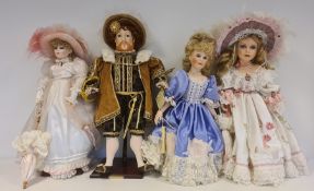 Alberon porcelain collectors doll of Henry VIII with certificate and box and three other Alberon