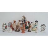 Various chicken ornaments, a Staffordshire flatback figure, etc (1 box)