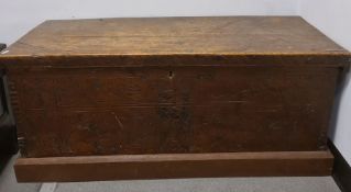 Possibly 17th century and later Italian cedarwood cassone the rectangular top over carved front