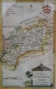 Pen and ink Garfield cartoon, a 19th century handcoloured map of Gloucestershire by J Badeslade,