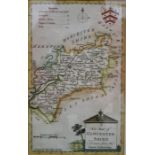 Pen and ink Garfield cartoon, a 19th century handcoloured map of Gloucestershire by J Badeslade,