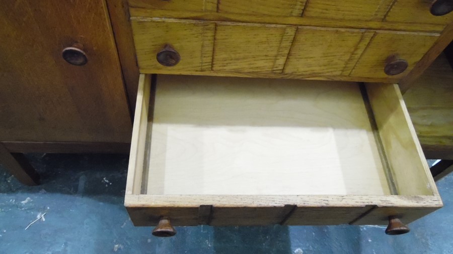 Gordon Russell oak sideboard with four central drawers flanked by cupboard doors, shaped legs, - Image 10 of 14