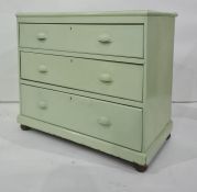 Painted chest of three drawers, to plinth base, turned feet, 88.5cm x 78cm
