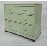 Painted chest of three drawers, to plinth base, turned feet, 88.5cm x 78cm