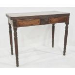 19th century mahogany tea table, the rectangular top with rounded front corners, reeded edge, on