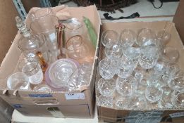 Assorted glass to include, wines, sherries, brandy balloons, water jugs, vases, bowls, etc (2