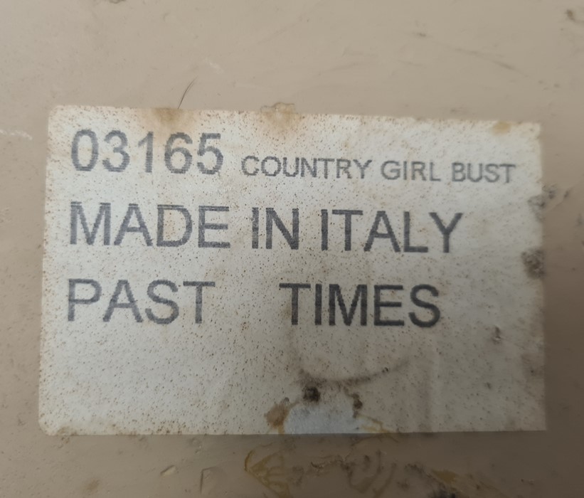20th century Italian painted plaster bust 'Country Girl Bust', labelled to underside, no.03165, made - Image 2 of 4