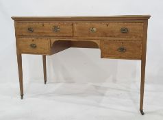 20th century Maples mahogany writing desk with inset leather top, four drawers, on square section