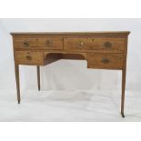 20th century Maples mahogany writing desk with inset leather top, four drawers, on square section