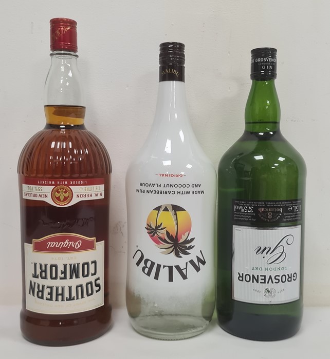1.5 litre Grosvenor London Dry Gin, 1.5 litre Southern Comfort Whisky liqueur and a 1.5 litre bottle - Image 2 of 2