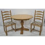 20th century breakfast table and four chairs in light oak finish (5)