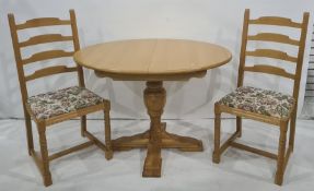 20th century breakfast table and four chairs in light oak finish (5)