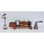 Lines Brothers Ltd LMS wooden locomotive, a Hornby series track signal, etc (3)  the locomotive