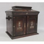 Victorian lady's workbox in rosewood and mother-of-pearl inlaid, fitted interior with assorted