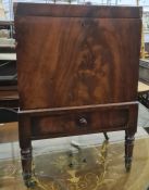 19th century mahogany wine cooler of rectangular form, fitted interior, single drawer under, on