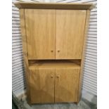 20th century oak corner cupboard with pair cupboard doors above open recess and pair doors under,