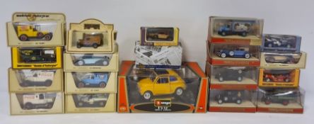 Two boxes of assorted model cars to include Matchbox Models of Yesteryear examples, Hot Wheels