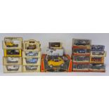 Two boxes of assorted model cars to include Matchbox Models of Yesteryear examples, Hot Wheels