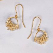 Gold Wee Fern Hoop Earrings