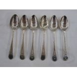 Matched set of six Georgian silver teaspoons, bright cut engraved, circa 1786, 2ozt (6)