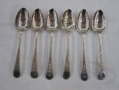 Matched set of six Georgian silver teaspoons, bright cut engraved, circa 1786, 2ozt (6)