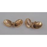 Pair of 15ct gold chain and oval button cufflinks, monogrammed, 7.6g approx (slight damage)