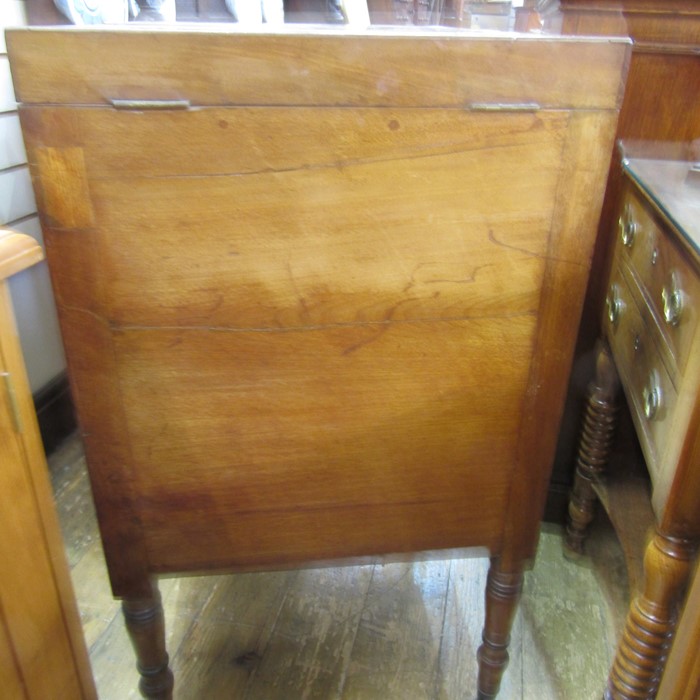 19th century mahogany folding washstand/dressing table, the rectangular top opening to reveal - Image 6 of 10