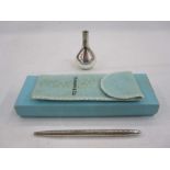 Tiffany & Co silver biro with bag and Tiffany box and a Danish silver-coloured metal miniature