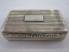 George III silver snuff box, rectangular with reeded decoration and chased edge, Birmingham probably