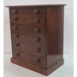 19th century mahogany collector's chest, the rectangular top with moulded edge above six drawers, to