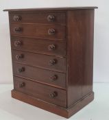 19th century mahogany collector's chest, the rectangular top with moulded edge above six drawers, to