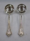 Pair of Victorian Albany pattern silver sauce ladles by Goldsmiths & Silversmiths Co Ltd, London
