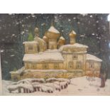 Svetlana Zovanova (Russian school)  Limited edition print  "Yellow Church in Winter", limited