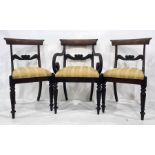 Set of eight (6+2) 19th century mahogany dining chairs with carved bar backs, the carvers with