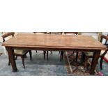 Late 19th/early 20th century oak dining table, the rectangular top with canted corners, moulded