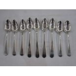 Set of five George III silver teaspoons, initialled 'HAS(?)' to handle, London 1804, maker Thomas