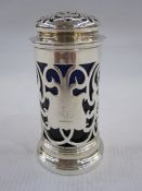 Victorian silver pepperette by Joseph & Albert Savory, London 1844, of cylindrical form with pierced