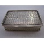 Victorian silver vinaigrette by Nathaniel Mills, rectangular and engine-turned with floral and