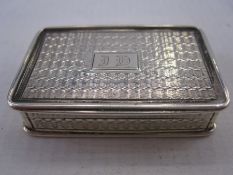 Victorian silver vinaigrette by Nathaniel Mills, rectangular and engine-turned with floral and